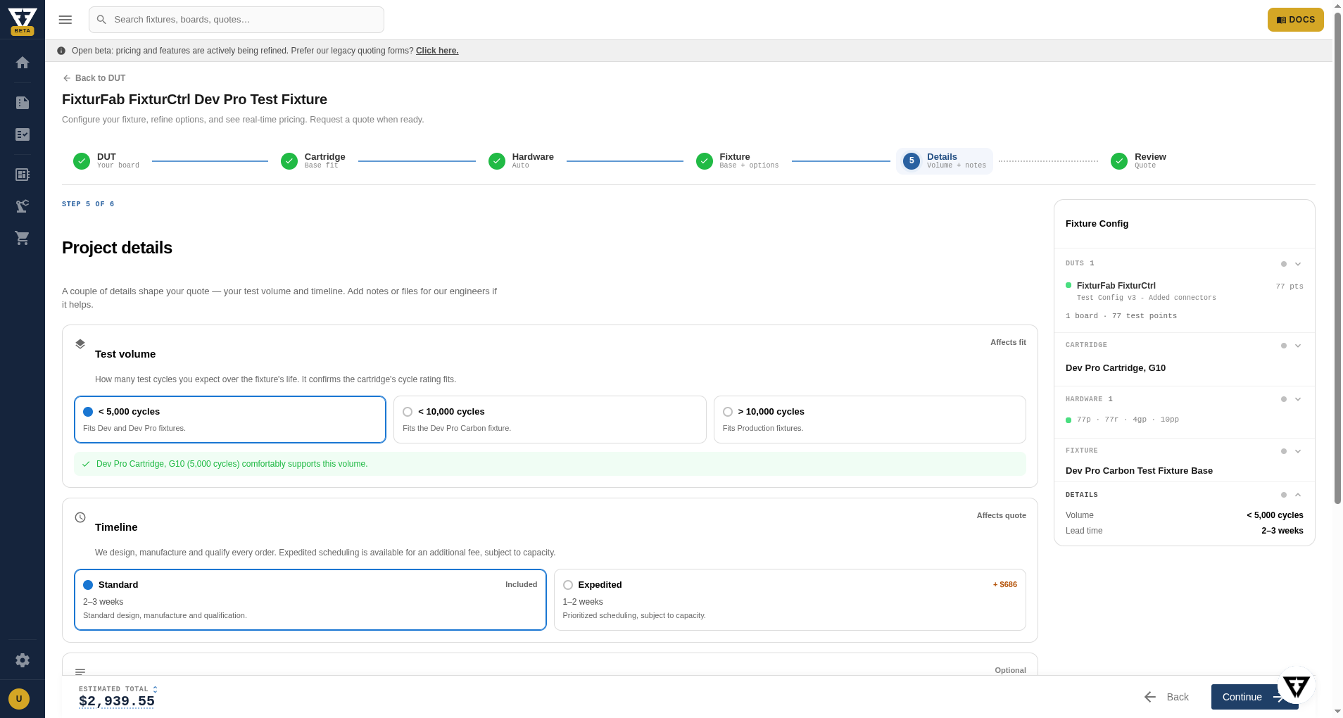 Project details step