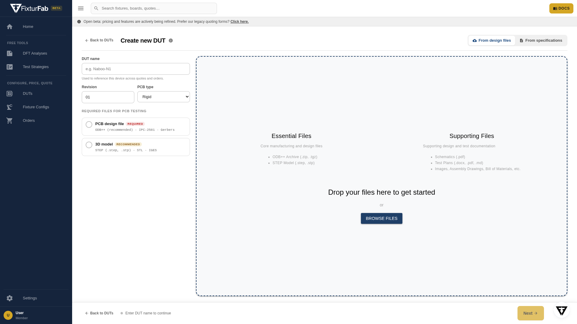 Create a DUT from design files