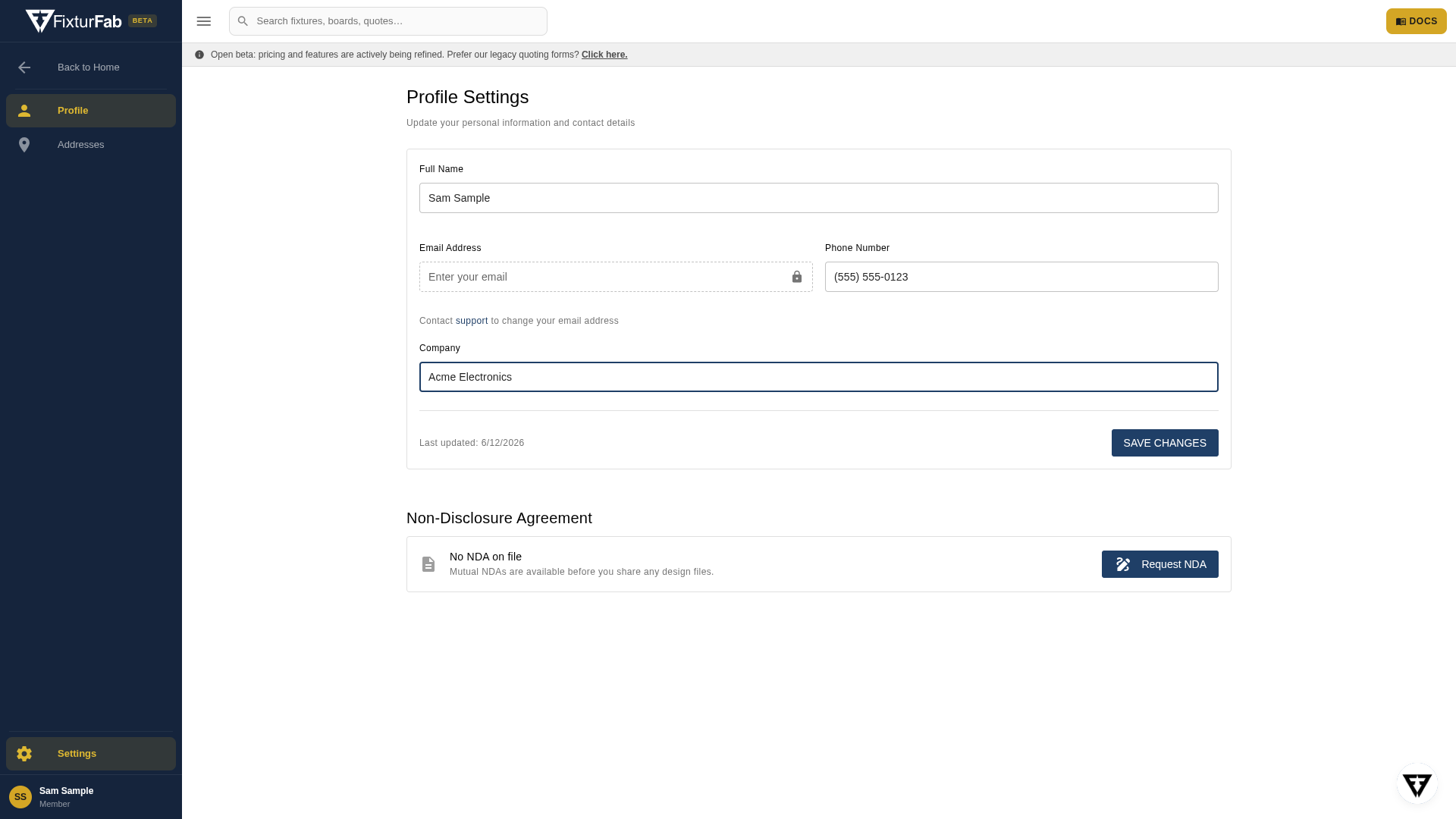 Profile Settings